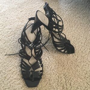 MARKS & SPENCER BLACK LACE HEELS US 7/7.5